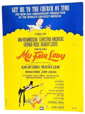 Vintage Get Me To The Church On Time My Fair Lady Sheet Music 1956 Alan Lerner